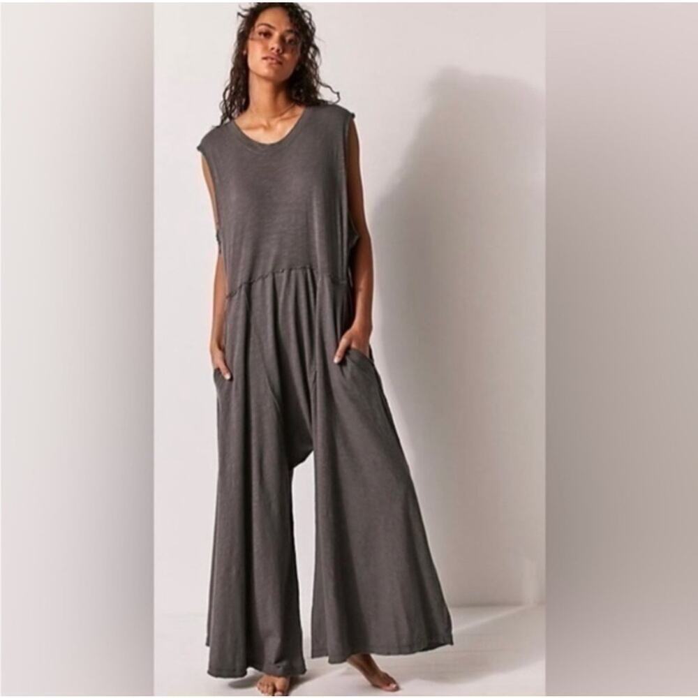 Intimately Free People Women's Sz S Boho Homebody Romper Jumpsuit Vintage Gray￼